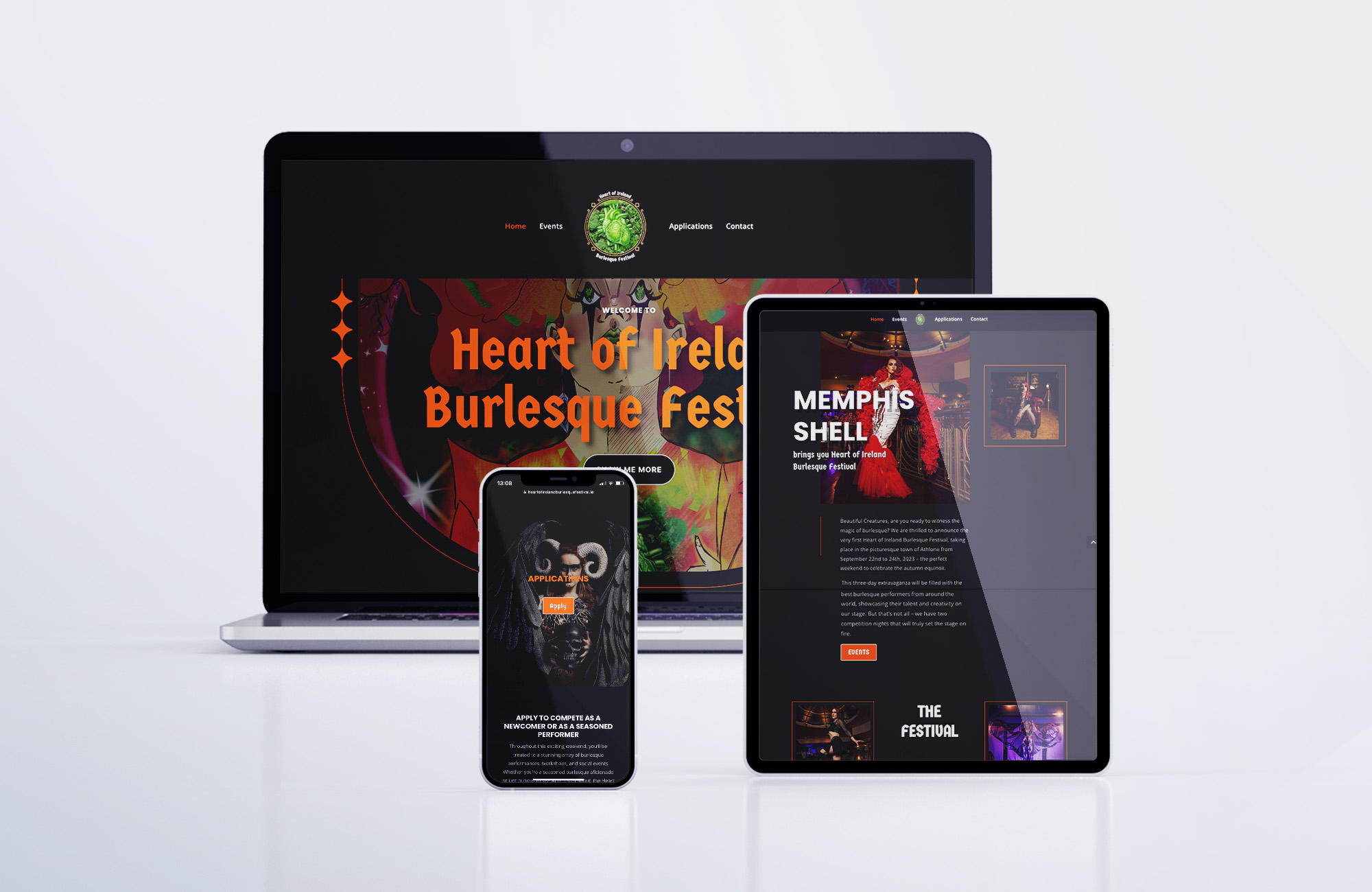 Heart of Ireland Burlesque Festival Website MockUp